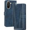 binandteam Cover a Libro per Xiaomi Redmi A5 4G (6.88) con Vetro Temperato,Custodia in Pelle PU Magnetica Flip Porta Carte Wallet Supporto Portafoglio Case - Blu