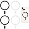 Eiaigky 4 Pezzi Anello Magnetico MagSafe Universali per iPhone 15/14/13/12 e Samsung Galaxy S23/S22/S21, Adattatori per Custodie Smartphone per Ricarica Wireless, Facile Installazione, Nero e Bianco