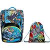 SJ Gang Zaino Scuola Estensibile, Blu, Zaino Doppio Scomparto con FLIP SYSTEM, Zaino Elementari Bambina + Sacca Sport e Tempo libero