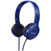 Panasonic RP-HF100ME-A Cuffie con Filo, On Ear, Suono Potente e Bilanciato, Compatte, Leggere e Pieghevoli, con Microfono, Blu