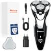 Phisco Rasoio Elettrico Barba Uomo, Rasoio Elettrico Barba con Regolabarba IPX7 Impermeabile Rasoio Rasatura Secco o Bagnata LCD Energia Schermo, 3D Rotanti Rasoio con 3 Testine di Ricambio
