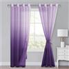 XWZO - Tende in voile con occhielli, tende con sfumature di colore, tende sheer ombre, set da 2 per camera da letto e soggiorno, tende con anelli e ferma-piega, 225 x 140 cm (A x L), colore: lilla
