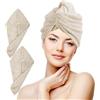 nice homeit Set 2 Asciugamani Capelli Turbante - 100% Cotone filato ad anello, Morbidi e confortevoli. MADE IN ITALY (BEIGE)