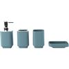 Hosoncovy - Set di 4 accessori per bagno con dispenser per sapone, tazza da bagno, portasapone, porta spazzolino e porta pasta da denti (Blu Morandi)