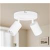 GeyouLux Lampada da soffitto bianca 2 faretti, moderna plafoniera a LED dimmerabili e girevoli, GU10 Applique da soffitto per interni, plafoniere a soffitto rotondo per soggiorno, camera da letto