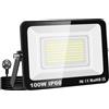 RIGIDON Faretto LED 100W, Faro da Esterno con Spina, Faretti 10000LM Impermeabile IP66, Fari Led Interna ed Esterna 6000K Bianco Freddo Fari di Sicurezza per Giardino, Cortile, Garage