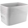 JEUIHAU Confezione da 6 cesti portaoggetti rettangolari in plastica grigia, 30 x 20 x 12 cm, scatole portaoggetti rettangolari, con manici, pratici cestini portaoggetti per armadio, bagno, ufficio