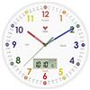 Foxtop Orologio educativo per bambini, orologio educativo senza ticchettio, display LCD, analogico, per imparare e praticare l'ora, decorazione per la cameretta dei bambini, 30 cm