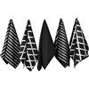 Penguin Home Premium Strofinaccio da cucina in puro cotone al 100%, set di 5 asciugamani da cucina, set di asciugamani da cucina morbidi e resistenti, lavabile in lavatrice, 65 x 45 cm, colore - Nero