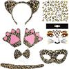 WUERKIYA Leopardo Set Travestimento, Set di accessori per travestimento da leopardo - Maschera da gatto leopardata per Carnevale da donna e kit per creare cerchietti per giovani - Maschera da lupo mannaro