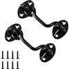 Zydiwo 2 Pezzi Gancio e Occhio Ganci per Cabina e Serratura a Occhiello in Acciaio Inox Gancio Della Cabina per Capanni Finestre Garage (Nero-3 pollici)