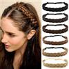 PARXITN Fascia per capelli da donna, 5 fili, regolabile, intrecciata, media, marrone, per donne, capelli sintetici, treccia, fascia elastica intrecciata