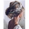 Edary Cerchietto per capelli da sposa con strass e perline argentate, accessorio per capelli da sposa, per donne e ragazze