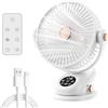 PKBD Ventilatore da Clip USB Portatile Silenzioso， Ricaricabile，Telecomando，Display LED，4 Timer, Adatto Per Ufficio, Casa, Auto,Campeggio, Passeggino (Bianco)