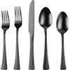 X-Haoware Set di argenteria nera da 30 pezzi, set di posate in acciaio inossidabile che include coltelli, forchette e cucchiai per 6 persone, lucidato a specchio & Lavabile in lavastoviglie