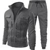 Generico Tuta Uomo Completa Set di Due Pezzi Felpa e Pantaloni Della Camicie e Pantaloni Classici Semplici in Tinta Unita con Zip Cappuccio Giacca Tracksuit Ginnastica Sportiva Felpata