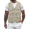 Generisch Giubbino da uomo estivo ed esterno gilet da lavoro con tasche multiple gilet da pesca leggero gilet da tempo libero traspirante gilet sportivo per la fotografia, beige, XXL