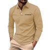 Generisch Polo da uomo a maniche lunghe, vestibilità larga, tinta unita, elastica, casual, basic maglietta per golf, sport, da uomo, 4XL, con colletto della camicia, maglietta a maniche lunghe, 01-kaki, s
