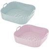 Agyo Set 2 Teglie in Silicone per Friggitrice ad Aria 21.5 x 21.5 x 5.5 cm - Riutilizzabili Antiaderenti con Manici Integrati - Resistenza da -60 C a +260 C - Lavabili in Lavastoviglie