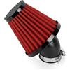 PSLER 35 mm Filtro a Cono PSLER Dell'aria Scooter Filtri Aria Moto Curva a 45 Gradi Attraverso Tubo Universalmente per Motocross Pocket Bike(Rosso)