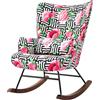 HomeMiYN Sedia a Dondolo Poltrona Dondolo Allattamento Interno Relax Salotto Camera da Letto Con Cuscino Lombare Struttura in Metallo e Gambe in Legno Stampato (Rosa)