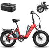 Fafrees Bici Elettrica Pieghevole Due Batterie 48V/20.8Ah×2 Bicicletta Elettrica, 20×4.0 Fat Tire, Autonomia 95-160km, Mountain Bike Ebike per Adulti Uomo Donna, 7 Velocità, con Borsetta, Rosso