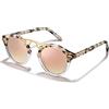 Carfia Retro Occhiali da Sole Donna Polarizzati Protezione UV400 Italia Occhiali Rotondi in Acetato Lucidato a Mano Metal Brow