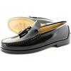 Latino Scarpe in pelle nera da uomo Loafer con suola in pelle Tassel Slipper Mocassini fatti a mano…, Nero , 45 EU