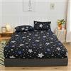 Daesar Lenzuola Sopra Matrimoniale 200 x 220 x 25 cm, Lenzuolo Matrimoniale Cotone Lavato Motivo Stella Lenzuolo Morbido, Traspirante, Lavabile in Lavatrice, Nero Blu