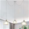 ANMOBANG Lampada a Sospensione moderno E27 plafoniera in cristallo,Cromo lampadario ragno regolabile 2 metri,Plafoniera Moderna in Cristallo per Soggiorno,Cucina,Camera da Letto,sala da pranzo (3 luci)