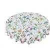 Geroclonup Tovaglia floreale rotonda blu giallo 152cm primavera rustica salvia verde foglia fiore tovaglia rativa con resistente alle pieghe,per casa,cucina,tavolo da pranzo,feste all'aperto,picnic