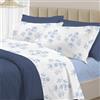 PENSIERI DELICATI Completo Letto Matrimoniale 100% Cotone, Completo 250x300 Comprensivo di Lenzuolo Sotto, Lenzuolo Sopra e 1 Federa a due Volant, Made in Italy, Fantasia Primavera Azzurro