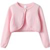 KISLOVE Cardigan da bambina lavorato a maglia, a maniche lunghe, in cotone, con un bottone, bolero per matrimoni, feste, cappotto, maglieria, per 1-14 anni, Rosa chiaro., 3-4 Anni