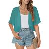 florynova Cardigan da donna velato coprispalle top estivo aperto davanti chiffon manica corta bolero camicetta elegante, 02 verde., XL