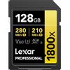 Lexar SDXC Professional 128GB 1800x UHS-II serie GOLD, Classe 10, U3, V60, per Registrazione video in 4K, nero