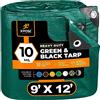 Xpose Safety Telo protettivo in poliestere resistente, 2,4 m x 3,5 m, spessore 10 mm, impermeabile, blocco UV, reversibile, verde e nero, rivestimento laminato, occhielli Xpose Safety