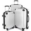HAUPTSTADTKOFFER - ALEX - Set di 3 valigie, valigie rigide, trolley, bagaglio da viaggio opaco, set da viaggio, 4 ruote doppie (S, M e L), Bianco