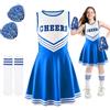 Ntwdby Costume Cheerleader Bambina, Vestito Cheerleader Ragazza, Uniforme da Cheerleader con Pon Pon Calzini, Costume da Cheerleader per Ragazze, Carnevale o Evento Sportivo Scuola Festa Cosplay (130)