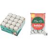 Bolsius Bundle of Bolsius candeline - Cera - Singolo lumino: h 2.4cm Ø3.8cm - 48 unità - 8 Ore + Bolsius D-light Tealight - 75 pezzi - in sacchetto - Lunghezza durata 4 ore - Bianco