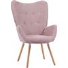 MEUBLE COSY Poltrona Imbottita Sedia da Salotto con Braccioli Poltroncina Relax in Tessuto con Schienale Alto Gambe in Legno per Camera da Letto Soggiorno