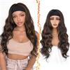 BARSDAR Ondulato Parrucca con Fascia, 66cm Lungo Hair Body Ondulati Sintetici Headband Wig per le Donne Naturale Capelli Parrucche Wear and Go Senza colla Parrucche - Marrone con Auburn Highlight