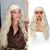 BARSDAR Ondulato Parrucca Biondo Platino con Fascia, 66cm Lungo Hair Body Ondulati Sintetici Headband Wig per le Donne Dall'aspetto Naturale Capelli Parrucche Wear and Go Senza colla Parrucche
