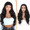 BARSDAR Ondulato Parrucca Marrone Scuro con Fascia, 66cm Lungo Hair Body Ondulato Sintetici Headband Wig per le Donne Wear and Go Senza colla Parrucche Dall'aspetto Naturale Parrucche Capelli