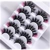 OCHILIMA Ciglia colorate, ciglia finte 5D con ciglia finte color finto Mink Eyelashes Fluffy Colored Eyelashes Drammatic Strip Lashes for Christmas Cosplay Costumes Fake Eyelash Pack 5 paia (rosa)