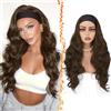 BARSDAR Ondulato Parrucca Marrone Chiaro con Fascia, 66cm Lungo Hair Body Ondulato Sintetici Headband Wig per le Donne Dall'aspetto Naturale Capelli Parrucche Wear and Go Senza colla Parrucche