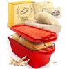 KRUSTENZAUBER Stampo per pane smaltato con coperchio e cestello per fermentazione, robusto stampo in ghisa da 28 cm, ideale come stampo per pane toast, teglia per pane, pentola in ghisa, accessorio