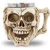 BAYINBROOK Tazza in Acciaio Inox con Teschio,Boccale di Birra Medievale,Tazza di Caffè in Acciaio INOX e Resina,per Birra Vino Bevande,Halloween Decor,400ml,(Cover Face)