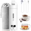 Bindokun Bollitore elettrico da viaggio piccolo, 500 ml, piccolo bollitore da viaggio, ad alta velocità, mini bollitore portatile in acciaio inox 316, chiusura automatica, per tè, caffè (Bianco)