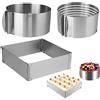 Nizirioo 3 Pcs Stampo Per Torta, Set Di Anelli Per Torte, Cerchio Per Fare Torta, Anello Di Torta, Acciaio Inox Stampi, Teglia Forno Rettangolare, Stampo Torta Rettangolare