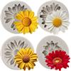 MYPRACS Set di 4 stampi in silicone a forma di fiore di crisantemo, margherite, decorazioni per torte, cupcake, caramelle, argilla polimerica, cioccolato, pasta di gomma